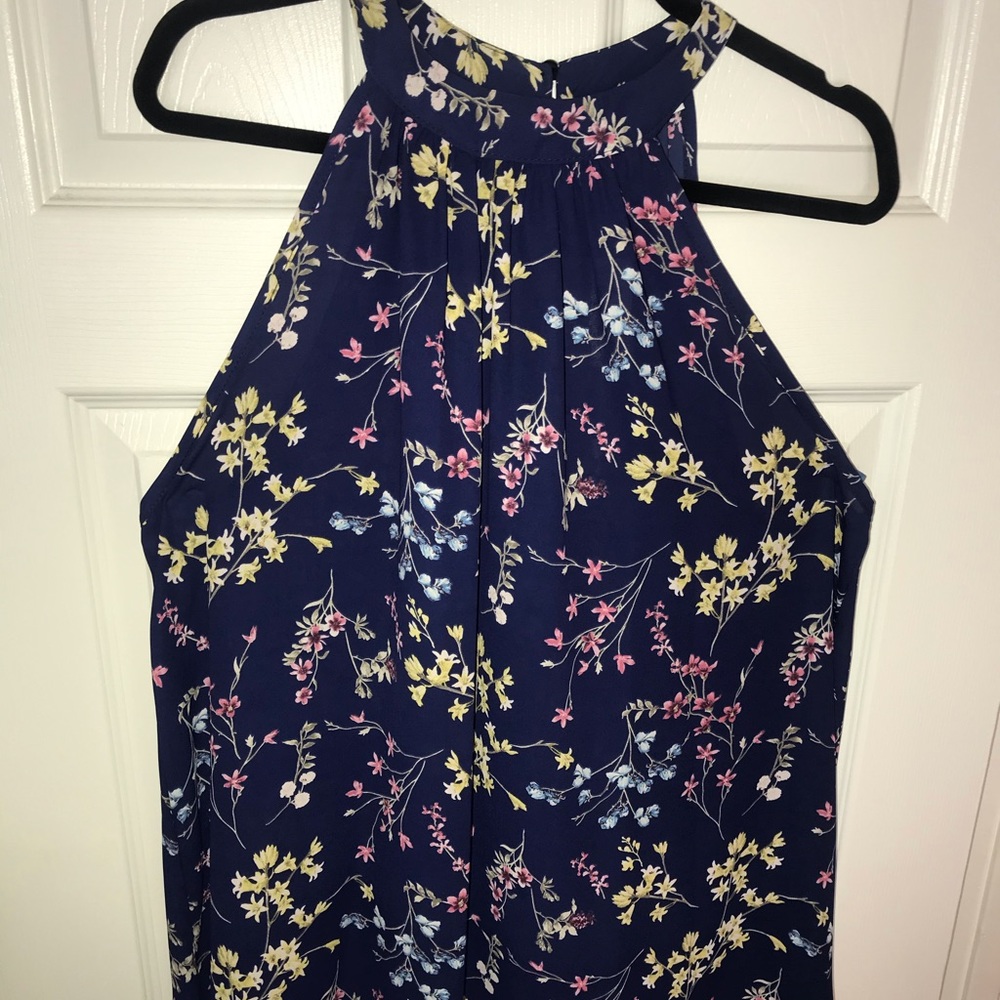 1x Woven Halter Top Navy/Multi-colored